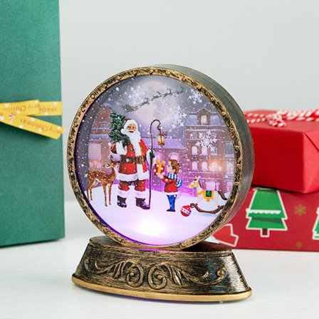 1 st Jul Snöglob Lykta med LED-Ljus, Vatten och Glitter - San