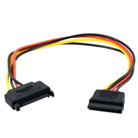 SATA virtajohdon jatkokaapeli 30 cm – 15-pin uros–naaras SSD-/HDD-laitteille