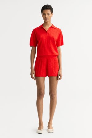 Soft Goat - Pointelle shorts - Kaschmirhose für Damen - L - Tomato