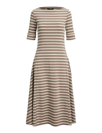 Lauren Ralph Lauren | Striped Stretch Cotton Midi Dress | L