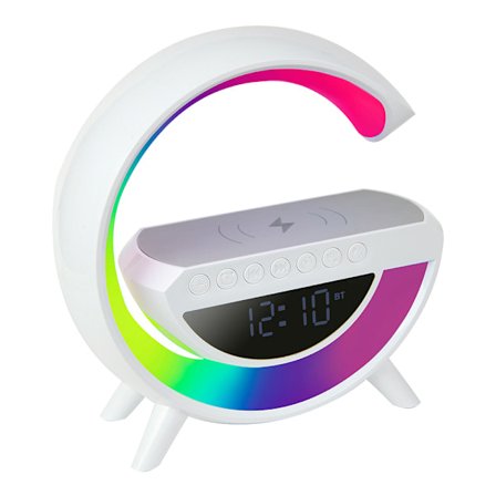 Trådlös Laddare med Klocka, Högtalare och Färgskiftande Ljus