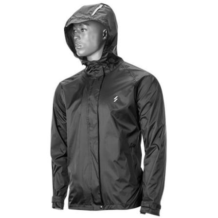 Vedenpitävä pyöräilysadetakki heijastavilla nauhoilla ulkoiluun Musta S