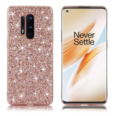 Glitter OnePlus 8 Pro Cover - Rødguld Pink