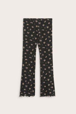 Kappahl | Prążkowane rozszerzane legginsy | Czarne