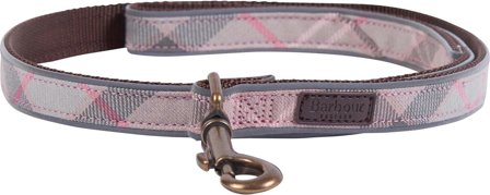 Barbour Reflective Dog Lead Taupe/Pink Tartan