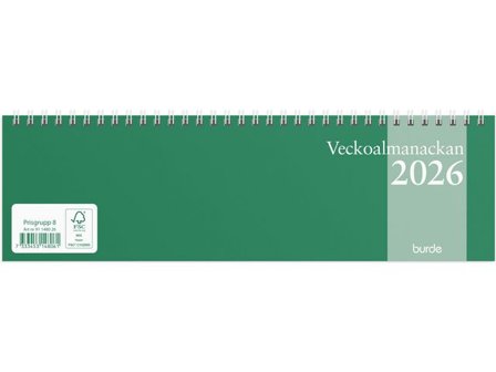 Burde Veckoalmanackan 2026 - Lyreco - Almanackor och kalendrar - Bordskalendrar och skrivunderlägg - Bordskalendrar