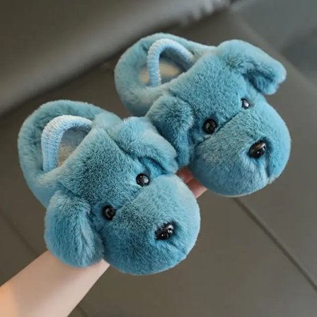 Bomullstofflor för barn, pojke 1-3 år, söta tecknade flicktofflor, bomullstofflor för baby, höst och vinter blå[GKS]