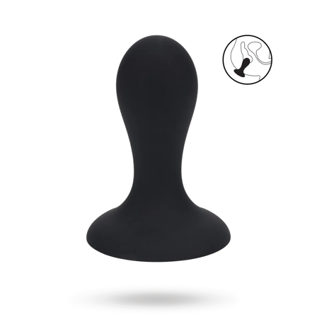 Single Rattle Liquid Silicone Anal Plug - S - Black