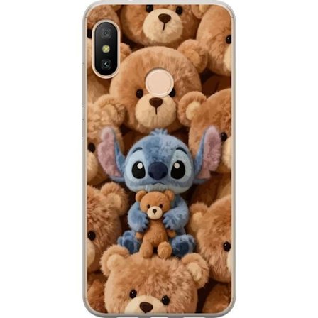 Kompatibel Mobilcover til Xiaomi Redmi 6 Pro Stitch omgivet af brune teddybjørne med en lille teddybjørn i armene i en sød og hyggelig kawaii-design