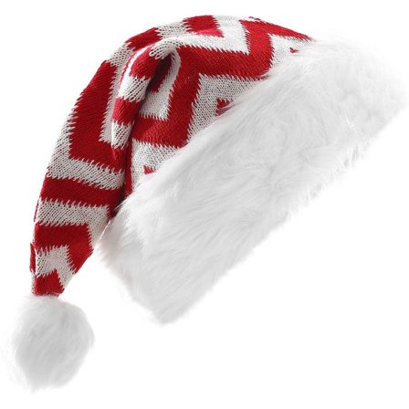 Stickad tomtemössa, julmössa för vuxna, unisex vit komfort Red Stripe