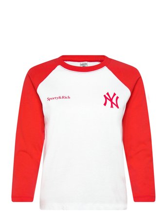 Sporty & Rich Yankees Serif Baseball Tee - Red - S