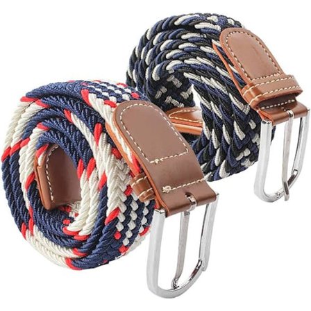 2x elastisk linning, herre- og damebukser i stretchvevd denim,