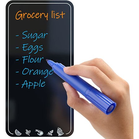 Tørrslettbar magnetisk handleliste for kjøleskap - Liten gjenbrukbar handleliste svart - Kjøleskap handleliste magnet - Tavle handleliste