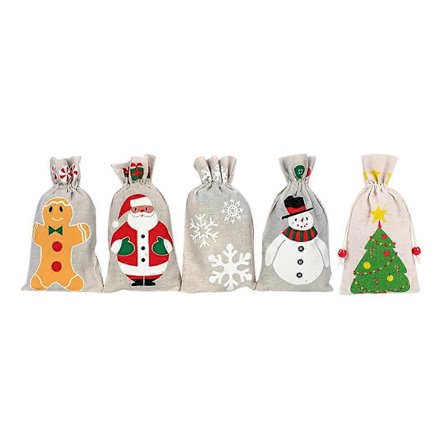 5 st Julklappspåsar Söta Presentpåsar Presentförpackningspåse Dragskopåsar[D]