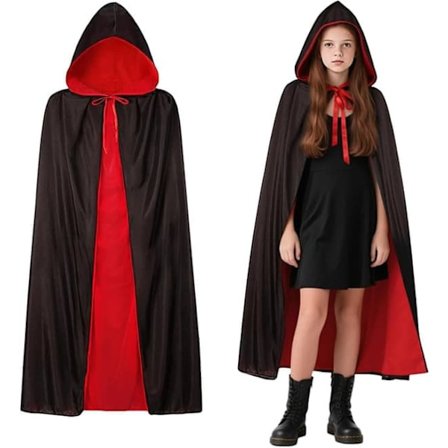 Halloween Kostyme – Vendbar Vampyrkappe med Hette for Barn, Perfekt for Karneval & Fest