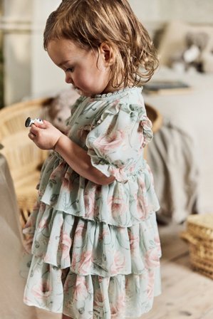 Newbie | Blommig chiffongklänning Ljusgrön 74 | Ljusgrön