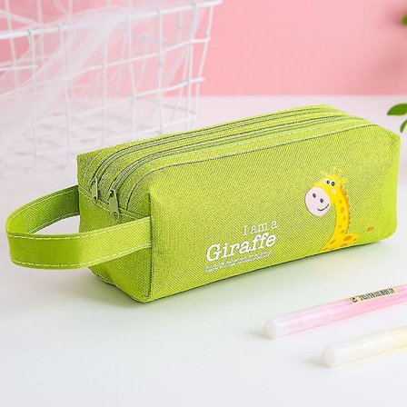 Sajy Portable Cartoon Stationery Box Stor kapacitet Tyg Pappersväska Söt brevpapper Box-grön