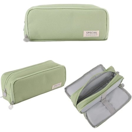 Penalhus med 3 rum, stor kapacitet, penalhus, Oxford opbevaringstaske, kosmetisk makeuptaske til mænd, kvinder, voksne, rejser, forretning, kontor