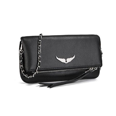 Damväska Läder Messenger Bag Dam Axelväska med dragkedja Wing Rhinestone