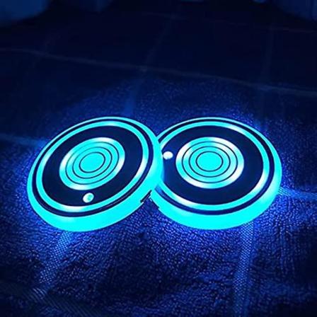 LED-kopholderlys til bil, 7 farver skiftende USB, dekorationsbiltilbehør (2 stk.)