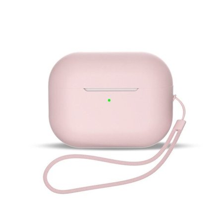 AirPods 1 / AirPods 2 Silikonfodral + handledsrem med nyckelband - Rosa