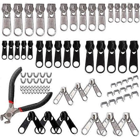 Korjaussarja, 85-osainen vetoketjusarja, 3 mm, 5 mm, 8 mm metallivetoketju asennuspihdeillä. Yhteensopiva takkien, telttojen, matkatavaroiden kanssa