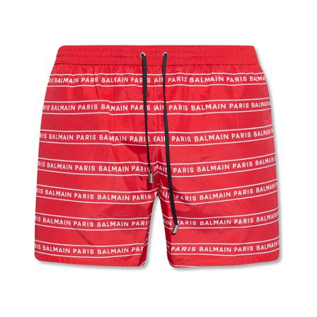 Balmain Swim Shorts With Logo Rød, Herre Badeshorts