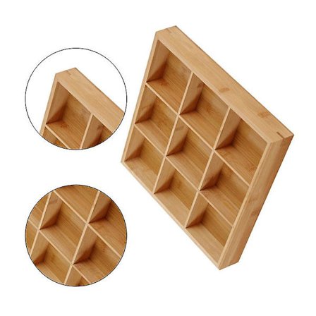 Opdelt Træbakke med Flere Rum Serveringsbakke til Hot Pot Restauranter Sushi Tallerken 9 Rum