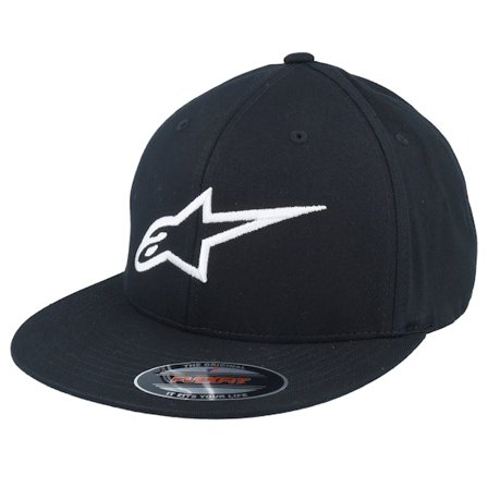 Alpinestars - Černá fitted Kšiltovka - Ageless Flatbill 1 Black/White Fitted @ Hatstore
