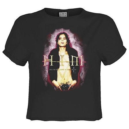 Amplified Dam/Tjej Razorblade Romance HIM Crop Top L Charc
