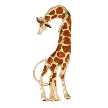 Emalj Giraff Djur Brosch Pin för Kvinnor Flickor Män Mode Rhinestone Guld Ton Exquisit