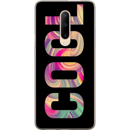 Yhteensopiva Puhelinkuori OnePlus OnePlus 7 Pro Nykytaiteellinen typografia taiteilu sanaa LOVE nestemäisissä sateenkaariväreissä mustaa taustaa v
