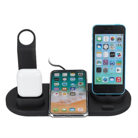 1 i desktop Qi trådløs telefonoplader, øretelefonoplader, ur-oplader, telefonholder