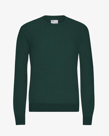 Light Merino Wool Crew - Emerald Green