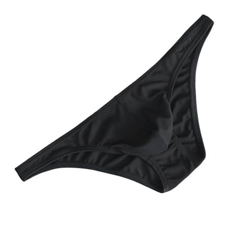 /EA/Herrkalsonger Is-silke Tunn Rand Enfärgad U Konvex Inuti Sexiga Snabbtorkande Stringtrosor Underkläder Svart XL