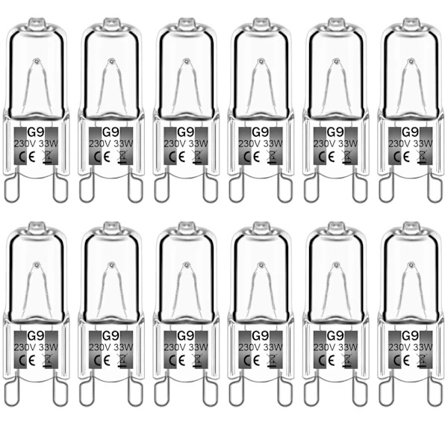 (Pow yeah!) 12-pak G9 Halogenpærer 33W 230V 2800K Varm Hvid 380lm Klar Kapsel Halogenpærer Dæmpbar Ingen Blink Ingen Flimmer
