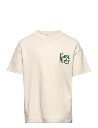 Jorriverside Back Tee Ss Crew Neck Jnr T-shirt Beige Jack & J S