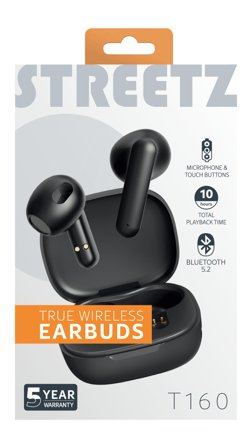STREETZ T160 TWS earphones, black