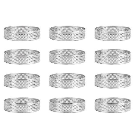 12-pack rostfria tårtformar, kompatibla med tårtmousseformar, 6 cm