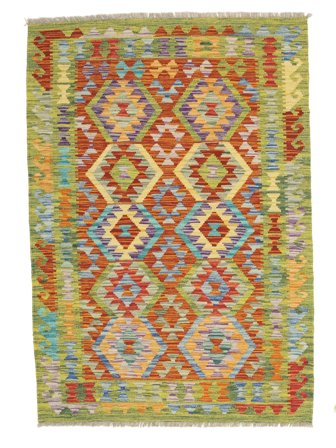 Tapete Oriental Kilim Afegão Old Style 105X147 Castanho/Verde Escuro (Lã, Afeganistão)