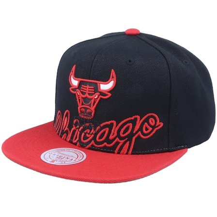 Mitchell & Ness - NBA - Black - snapback - Cap - Chicago Bulls Low Big Face Black/red Snapback - Hatstore
