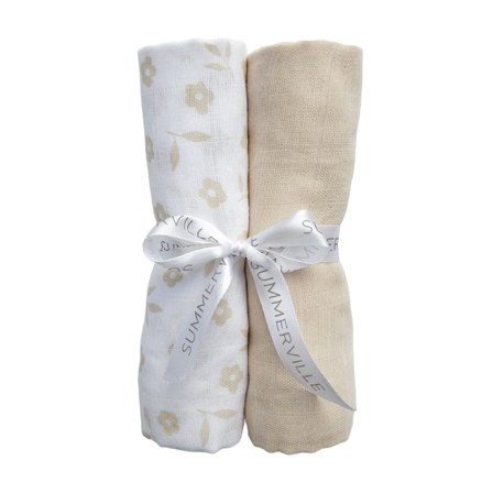 Summerville Organic Babyteppe i musselin, Petal Sandshell, 2 stk.