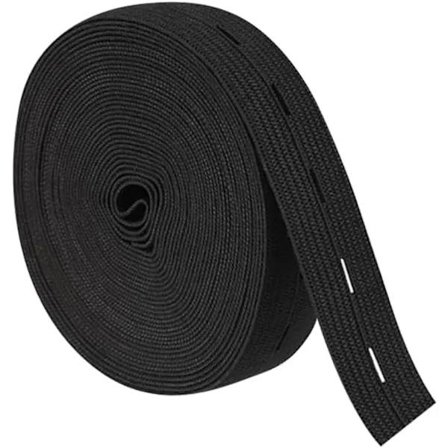 Elastiskt knapphålsband med resår, praktiskt och mångsidigt svart bredd: 2 cm
