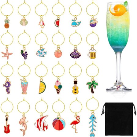 ING Gsedaox, Vinglasmarkører, Vinglasringe, Identificer Dine Vinglas, 24-Styk Pakke, Glasmarkører, Glas, Vinglas