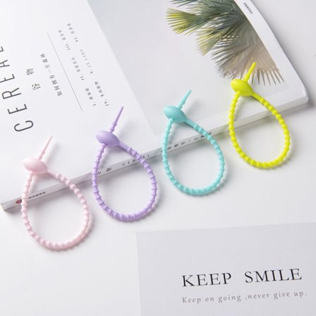 12 stk. farverige silikone twist ties, kabelstyring eller