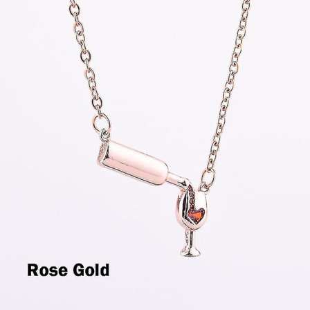 Modehalsband för kvinnor och flickor, vinglas-hänge, kedja, halsaccessoarer, dekoration