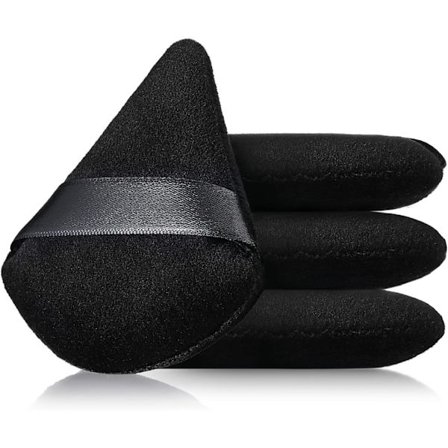 Triangulär Makeup Lös Puder Puff Makeup Tillbehör (Svart) 4 Stycken