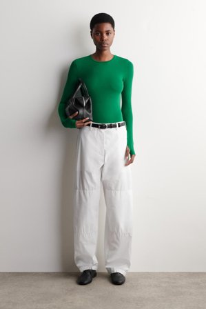 COS Women's Top In Cotone A Maniche Lunghe in Verde