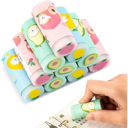 Søde viskelædere, lille viskelæder bulk kontortilbehør sjov tilbage til skoleartikler og festfavorit egnet til børn voksne studerende pakke med 12