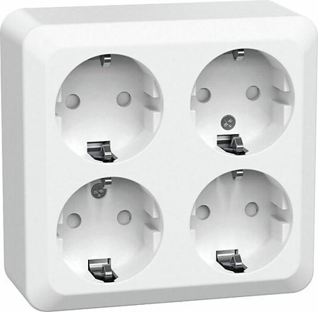 STIKKONTAKT 4-VEIS UTP CONNCET 2 HOME MED JORD HVIT